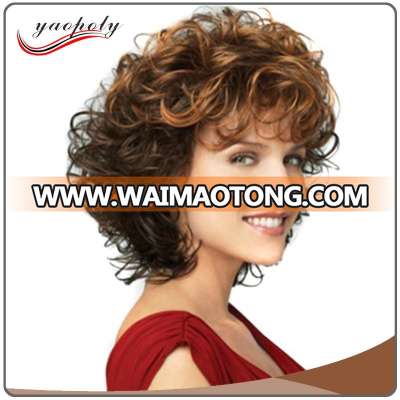 alibaba china 2017 hot selling products short curly hair cuts fashion and novel machine made Synthetic lace front wig