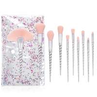 10pcs Spiral Makeup Brush Glitter Pink Makeup Cosmetic Powder Foundation Brush Set