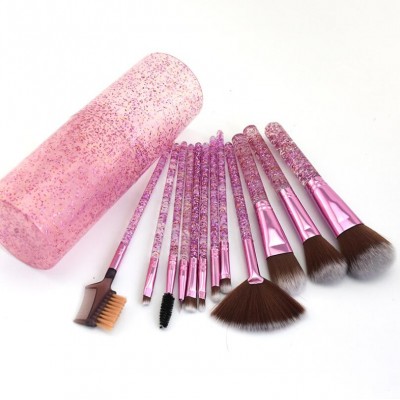 NEW 12Pcs Design Make up Brushes Acrylic Sequins Makeup Brushes Face Beauty Foundation Powder Brush Cosmetics Tools